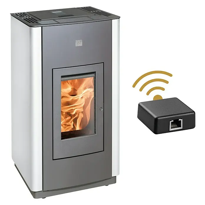 Haas+Sohn Peć na pelete Pellettino - 2,4 kW - 8,3 kW, Kapacitet grijanja prostorije: 230 m³, Sivo-antracit - Pogled sprijeda