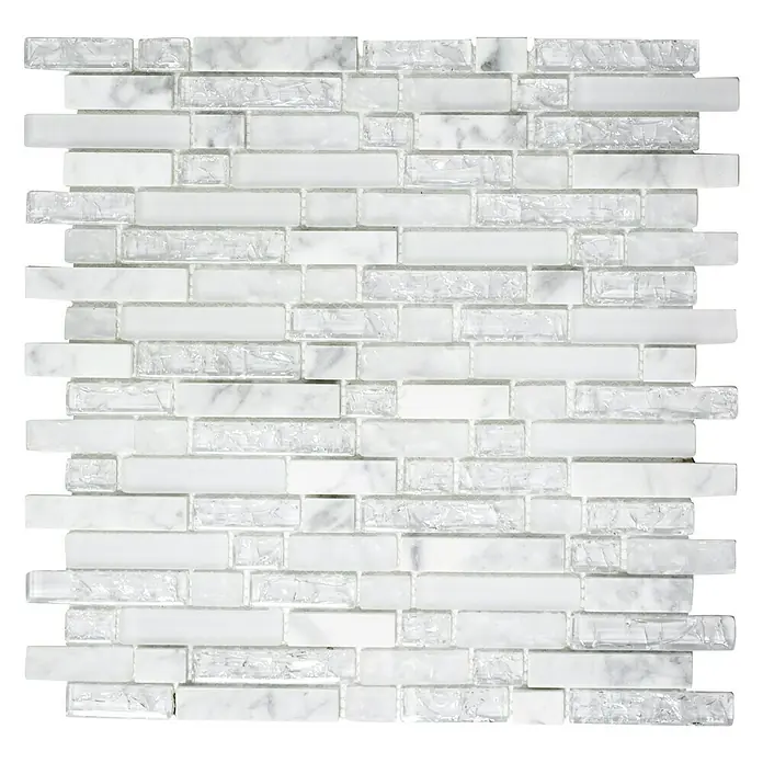 Mosaikfliese Crystal Mix XIC V1311 - 29,8 x 30,5 cm, Weiß, Glänzend - Ansicht von oben