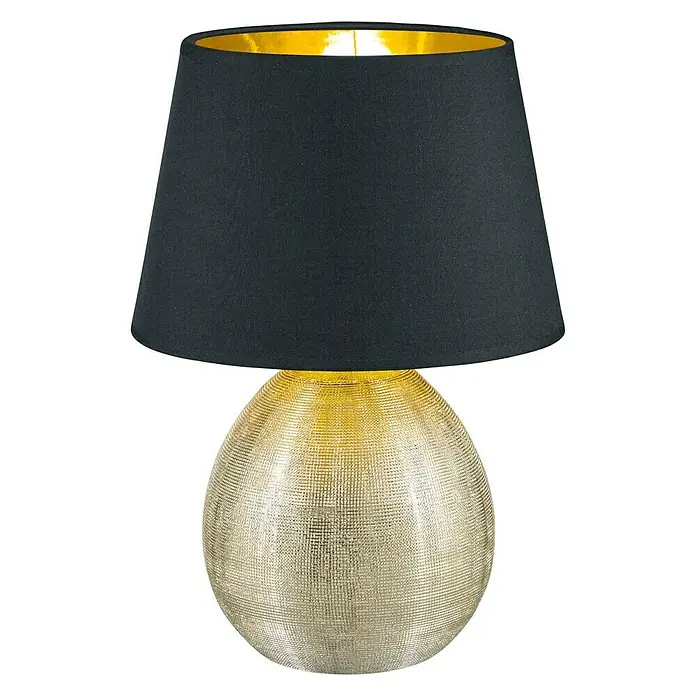 Reality Leuchten Okrugla stolna svjetiljka Luxor - 60 W, Ø x V: 240 mm x 35 cm, Zlatne boje, Crne boje, Zlatne boje, E27 - Pogled sprijeda