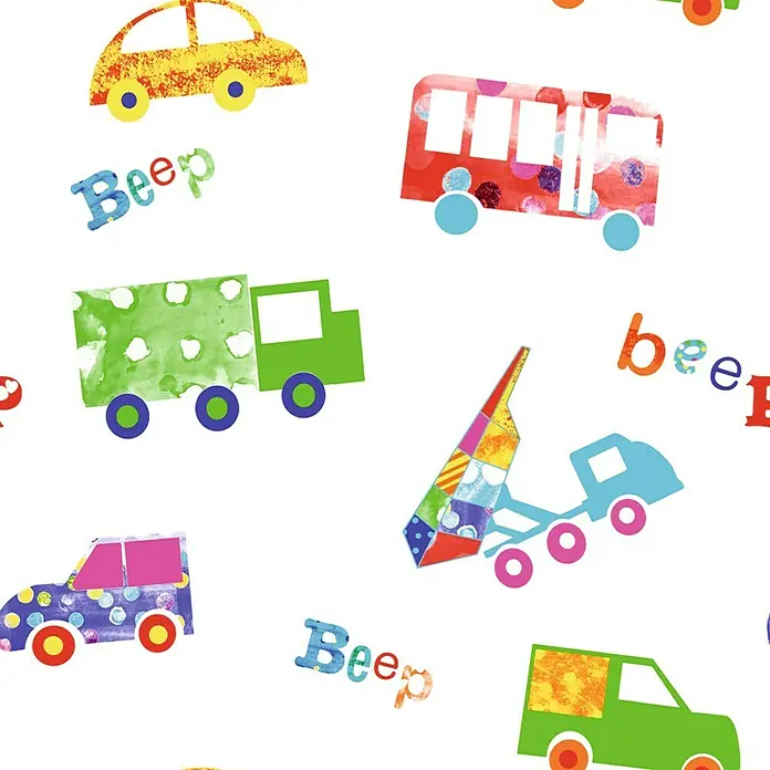 Cortina con ollaos Coches - 140 x 270 cm, 100 % poliéster, Multicolor