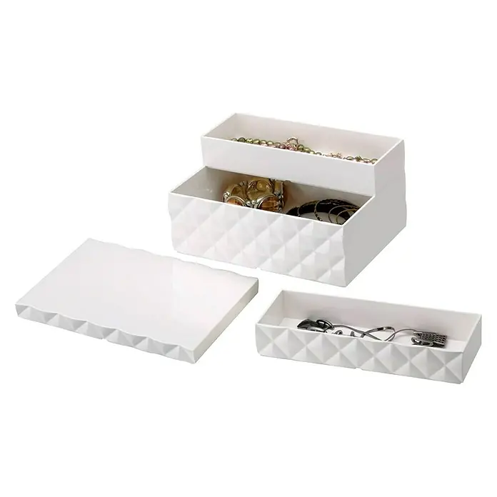 Deblanch Organizador joyero - L x An x Al: 16 x 22 x 13 cm, Blanco, PVC