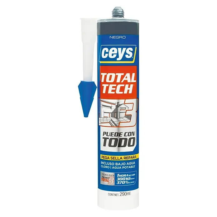 Ceys Adhesivo y sellador Total-Tech - Tubo, Negro, 290 ml