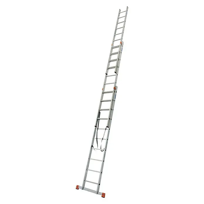 Krause Monto Sprossen-Mehrzweckleiter Tribilo - Arbeitshöhe: 6,85 m, 3 x 9 Sprossen, Aluminium - Linke Seitenansicht