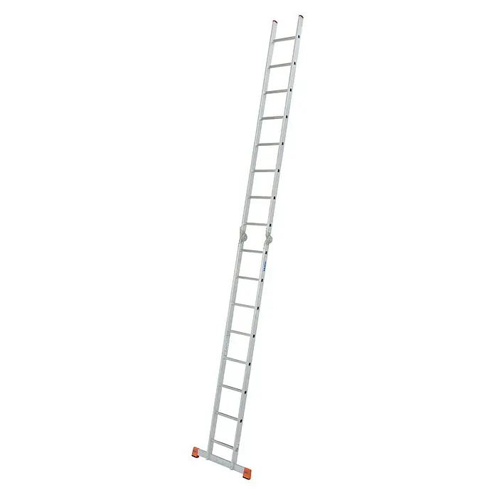 Krause Monto Sprossen-Gelenk-Doppelleiter TriMatic - Arbeitshöhe: 5,5 m, 2 x 8 Sprossen, Aluminium - Linke Seitenansicht