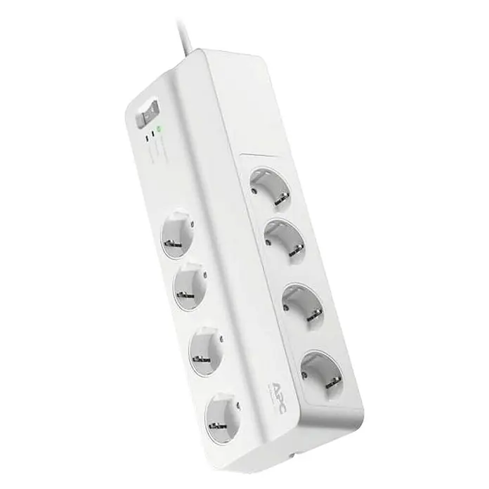 Schneider Electric Base de enchufe múltiple protectora - x 8, Blanco, Longitud del cable: 2 m, 2.300 W