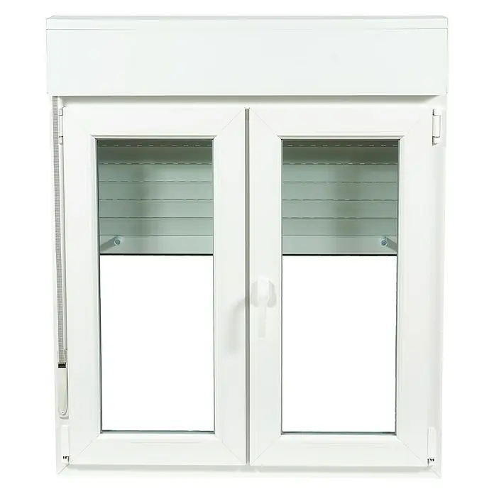 Solid Elements Ventana de PVC 2 hojas practicable-oscilobatiente - 140 x 138 cm, Apertura según normativa: Derecha, Blanco, Con persiana