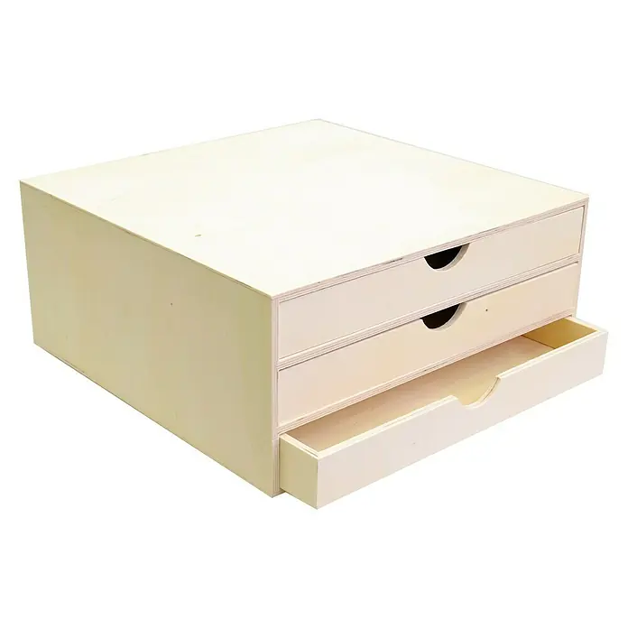 Artemio Caja de madera Organizadora - 34,5 x 34 x 15,5 cm, Natural/marrón claro