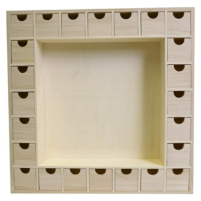 Artemio Caja de madera Calendario Adviento - L x An x Al: 39 x 6,5 x 39 cm, Natural/marrón claro