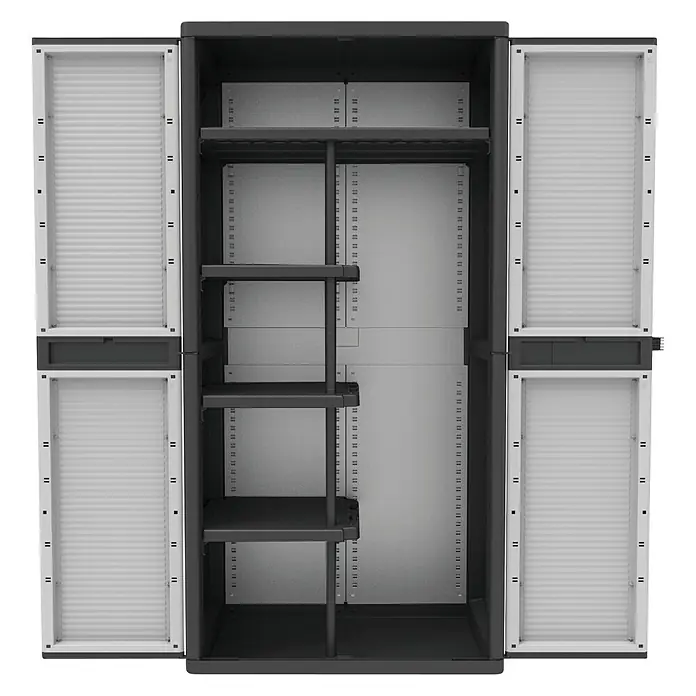 Terry Armario de PVC Jumbo Qblack escobero - L x An x Al: 53,7 x 89,7 x 180 cm, Capacidad de carga: 20 kg/balda