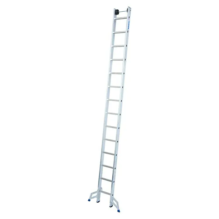 Krause Stabilo Sprossen-Mehrzweckleiter - Arbeitshöhe: 10,9 m, 3 x 14 Sprossen, Aluminium - Linke Seitenansicht