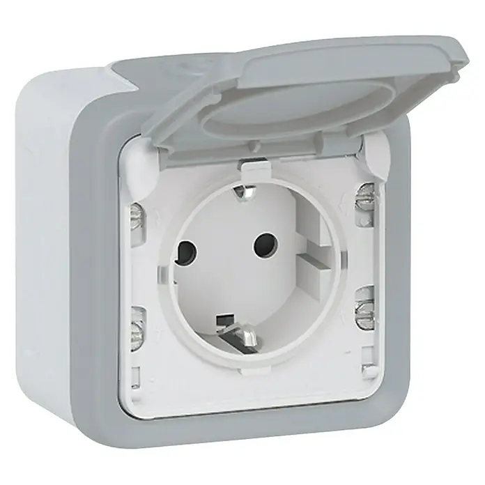 Legrand Enchufe Plexo Gris - Gris, Blanco, Aluminio, IP55, En pared