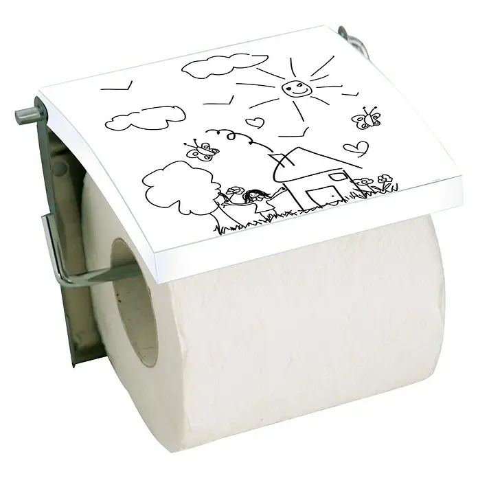 MSV Portarrollos papel higiénico Jardin d'enfants - Con tapa, Blanco, MDF