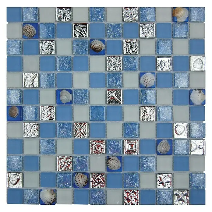 Baldosa de mosaico Ocean - 30 x 30 cm, Vidrio, Celeste