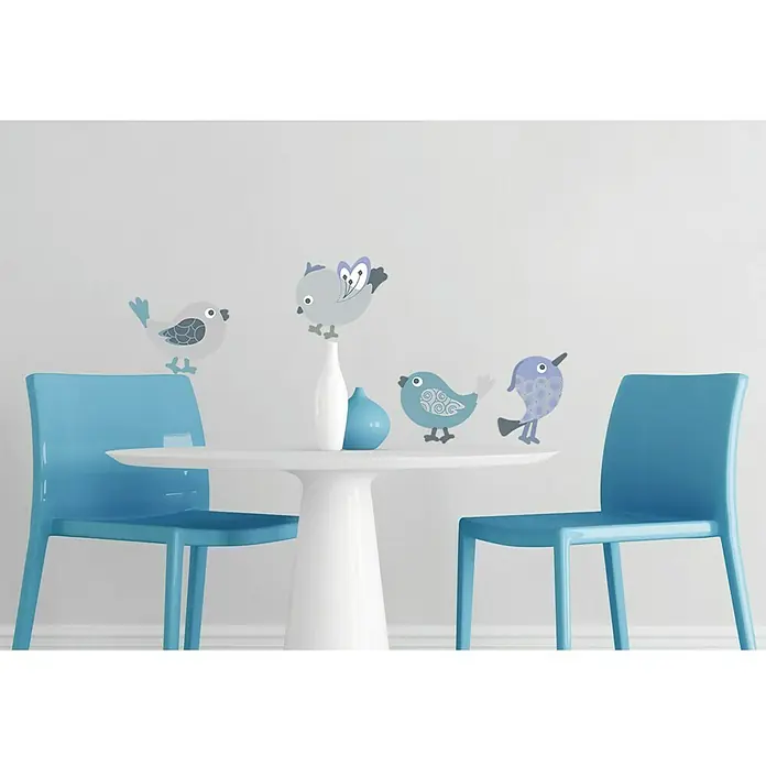 Adhesivos decorativos Pájaros - Pájaros, Azul/Gris, 68 x 24 cm