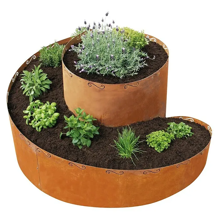 Bellissa Kräuterspirale Corten - 130 x 140 x 80 cm - Vorderansicht