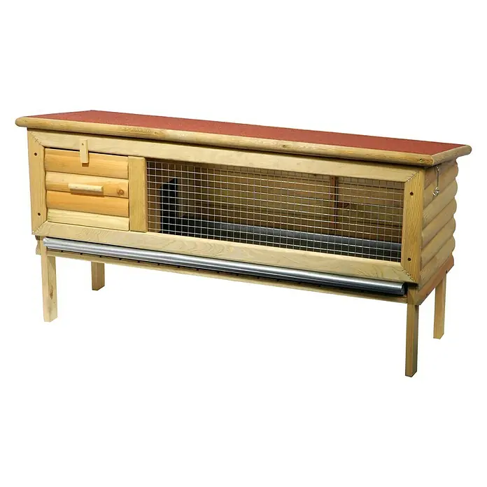 Dobar Kleintierstall Blockhaus - 120 x 40 x 60 cm, Natur, Kiefernholz - Vorderansicht