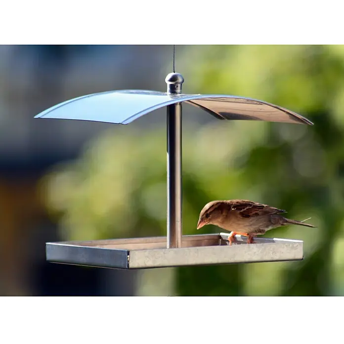 Dobar Vogelhaus Metallglanz - 22 x 17 x 19 cm, Silber, Edelstahl - Stimmungsaufnahme
