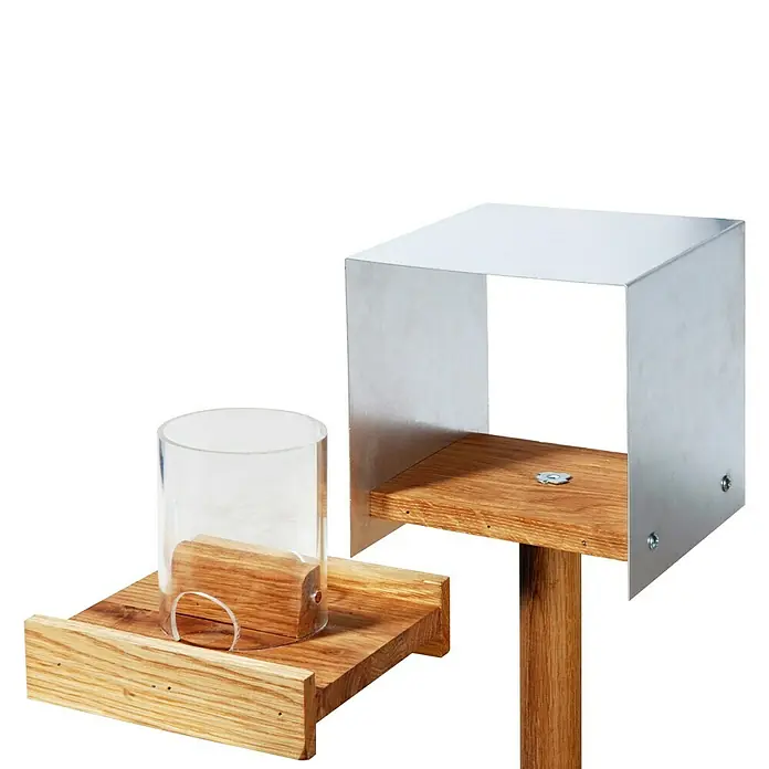 Dobar Vogelhaus Luxus Bauhaus 2 - 15 x 16 x 161 cm, Natur, Holz - Linke Seitenansicht