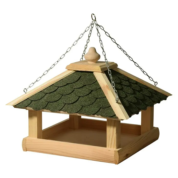 Dobar Vogelhaus - 39 x 39 x 30 cm, Natur/Grün, Holz - Rechte Seitenansicht