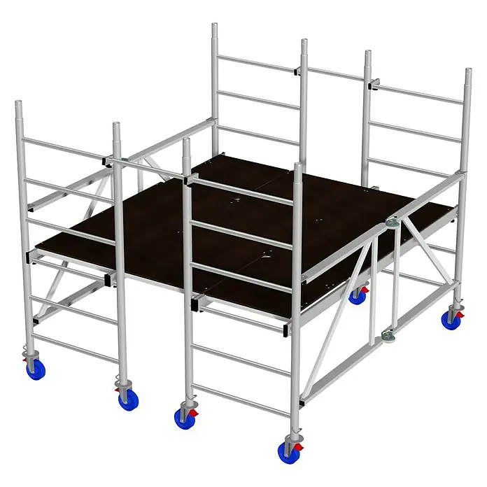 Krause ProTec XS-P Plattformgerüst - Arbeitshöhe: 2,9 m, Bühnengröße: 3,6 m², Belastbarkeit Bühne: 720 kg - Linke Seitenansicht