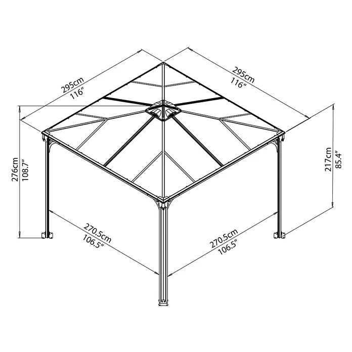 Palram – Canopia Pavillon Palermo 3000 - 2,95 x 2,95 x 2,98 m, Anthrazit