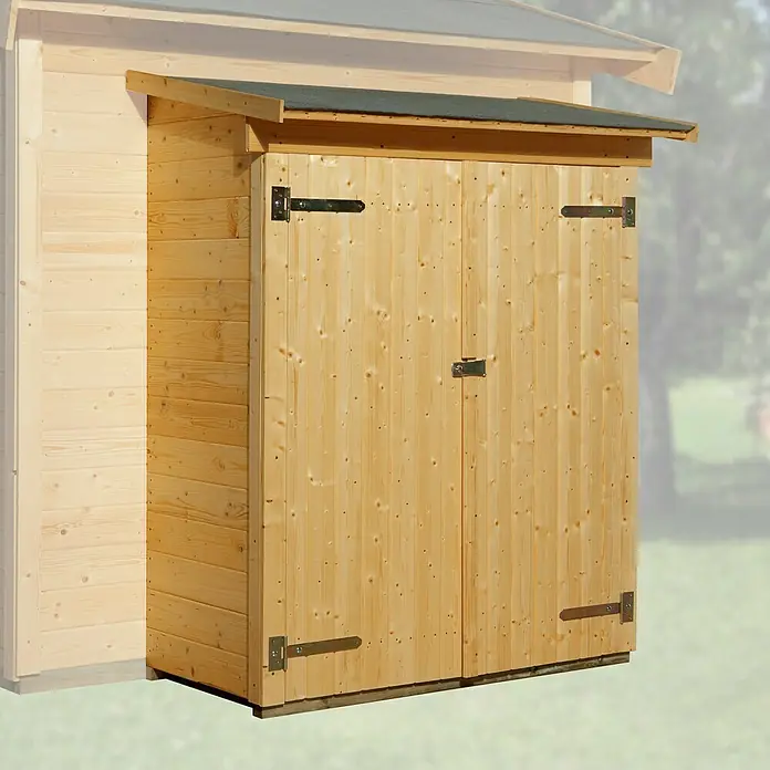 Weka Gerätehaus-Anbau - Außenbreite inkl. Dachüberstand: 143 cm, Außentiefe inkl. Dachüberstand: 75 cm, Holz, Natur - Stimmungsaufnahme