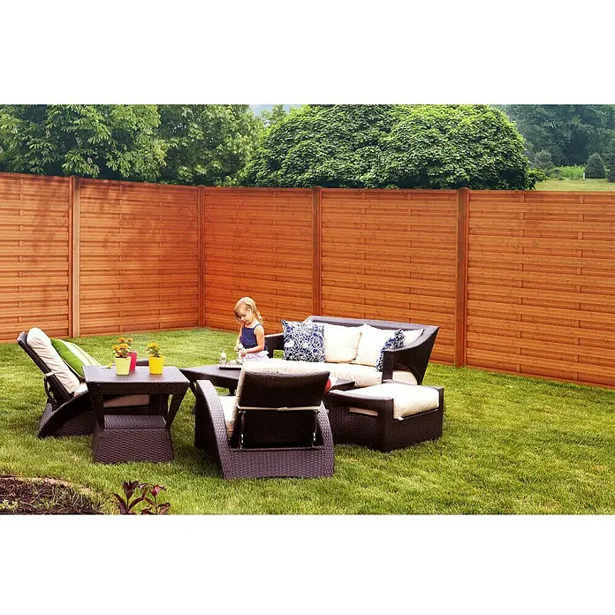 Andrewex Sichtschutzzaun Classic - 180 x 180 cm, Gerade, Teak - Vorderansicht