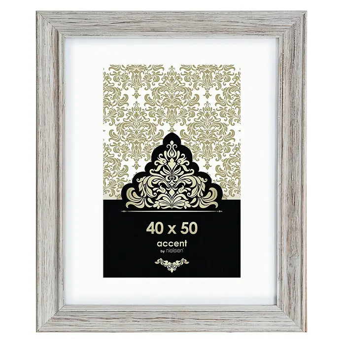 Accent Bilderrahmen Vintage - Weiß, 40 x 50 cm, Holz - Vorderansicht