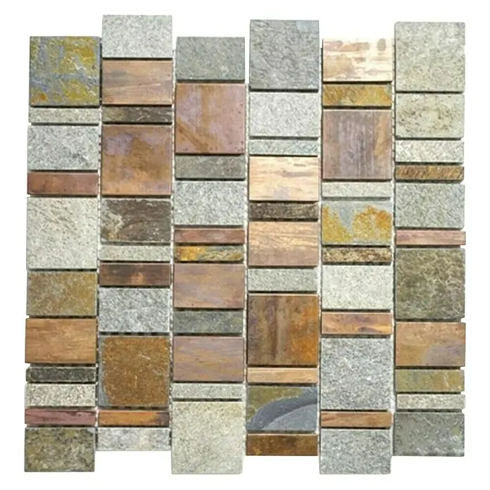 Mosaikfliese Rechteck Mix XSK 585 - 29,6 x 29,8 cm, Braun, Matt - Vorderansicht