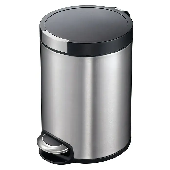Treteimer Farah - 5 l, Weiß, Rund, Edelstahl