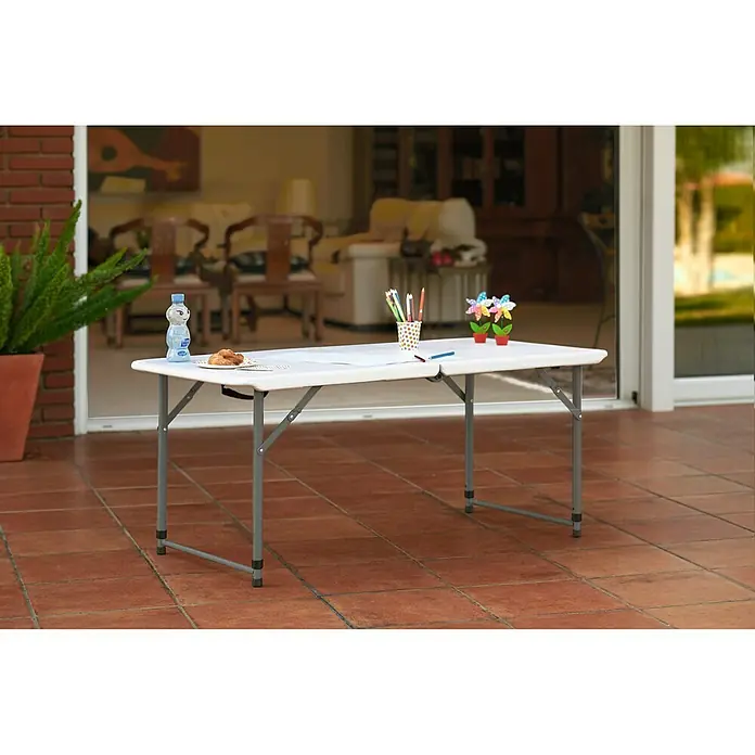Mesa plegable Alan - L x An: 120 x 60 cm, Blanco roto - Foto ambiente