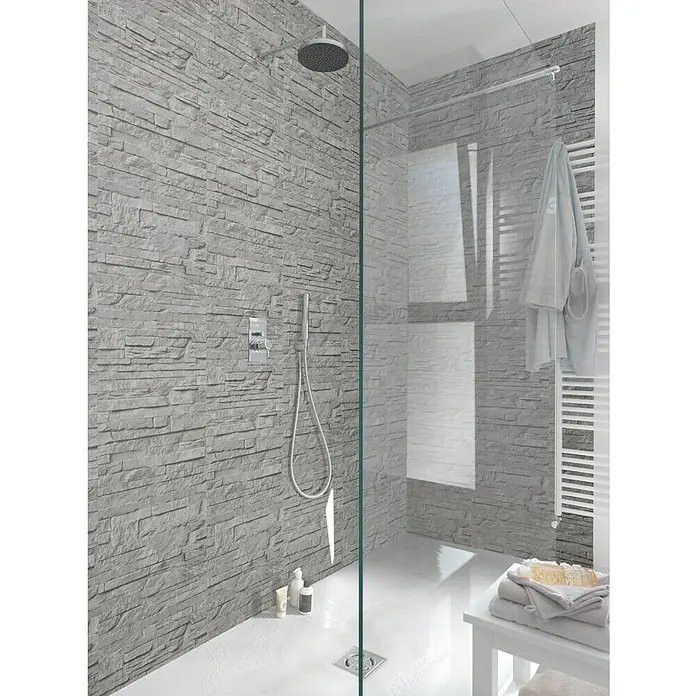 Grosfillex Panel de revestimiento Element Mineral Pietra - Gris, 260 cm x 37,5 cm x 8 mm - Foto ambiente