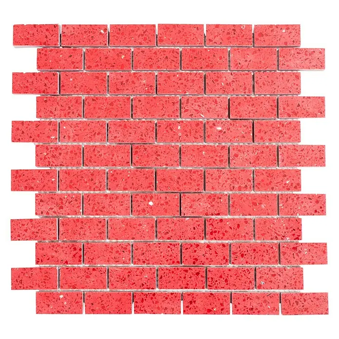 Mosaikfliese Brick Artifical XCM ASMB4 - 30 x 30 cm, Rot, Glänzend - Ansicht von oben