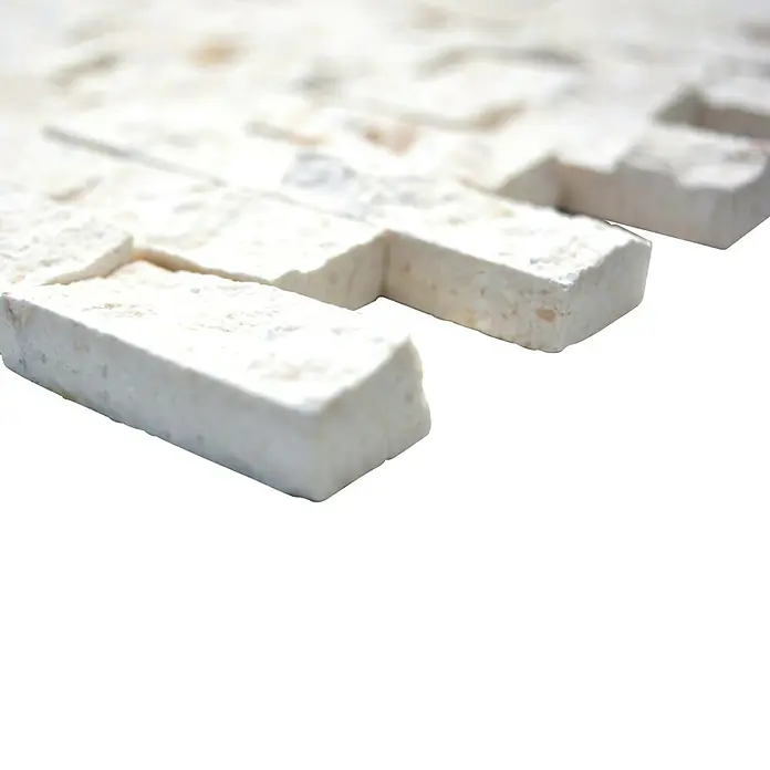 Mosaikfliese Brick Splitface X3D 49248 - 30,5 x 29 cm, Weiß, Matt - Detailaufnahme