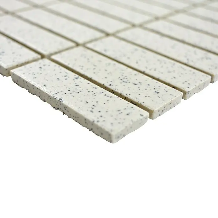 Mosaikfliese Stäbchen Uni CU ST208 - 30 x 30 cm, Cremeweiß, Matt - Detailaufnahme
