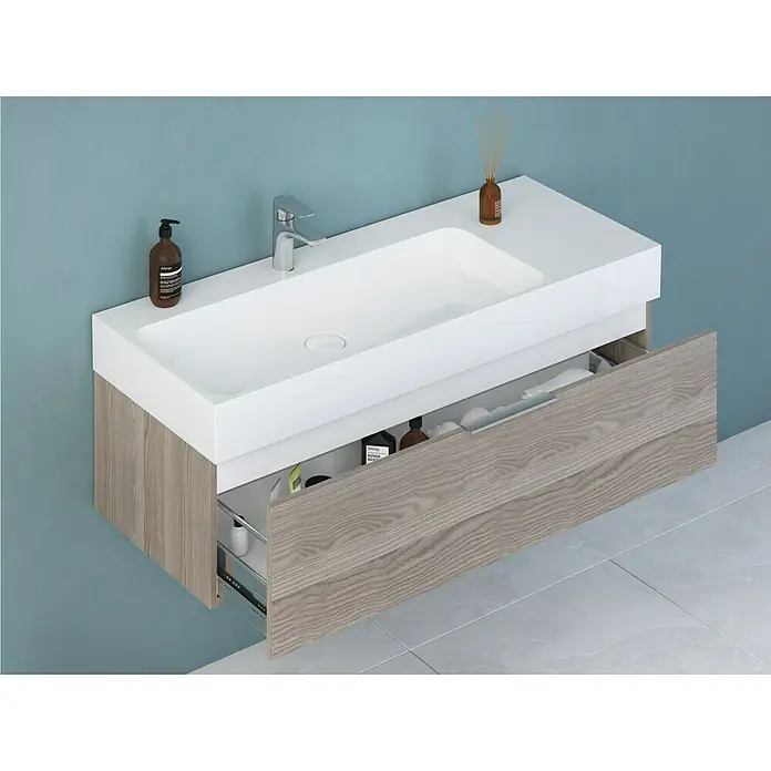 Camargue Cube Einbauwaschbecken - 120 x 49 cm, Mineralguss, Weiß - Anwendungsbeispiel
