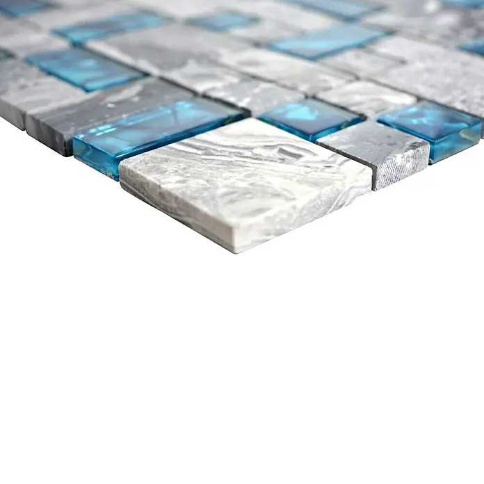 Mosaikfliese Crystal Mix XCM MC589 - 30 x 30 cm, Grau, Glänzend - Detailaufnahme