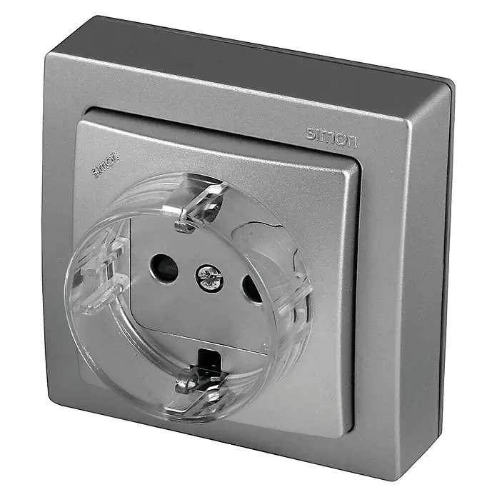Simon Enchufe Serie 73 - Gris, Mate, Aluminio, IP20, En pared