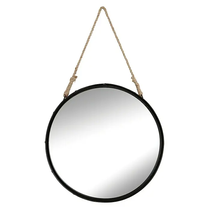 Espejo redondo cuerda - Diámetro: 50 cm, Negro - Vista frontal