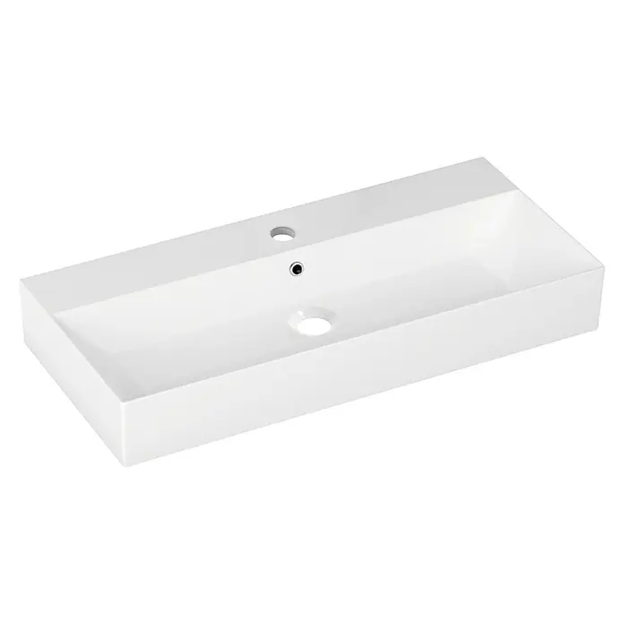 Lavabo pequeño Bruselas - An x L: 90 x 42 cm, Medio, Con desbordamiento, Blanco