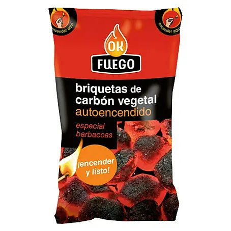 Ok Fuego  Briquetas de carbón vegetal para barbacoa Autoencendido