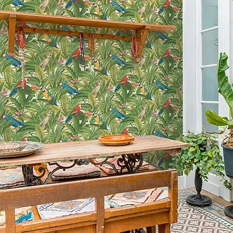 Papel pintado Loros verdes