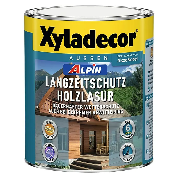 Xyladecor Langzeitschutz-Holzlasur Alpin - Farblos, 1 l, Seidenglänzend, Lösemittelbasiert