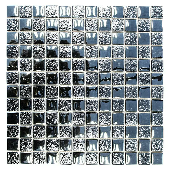 Mosaikfliese Quadrat Crystal Mix XCM 8LU89 - 29,8 x 29,8 cm, Schwarz, Glänzend - Ansicht von oben