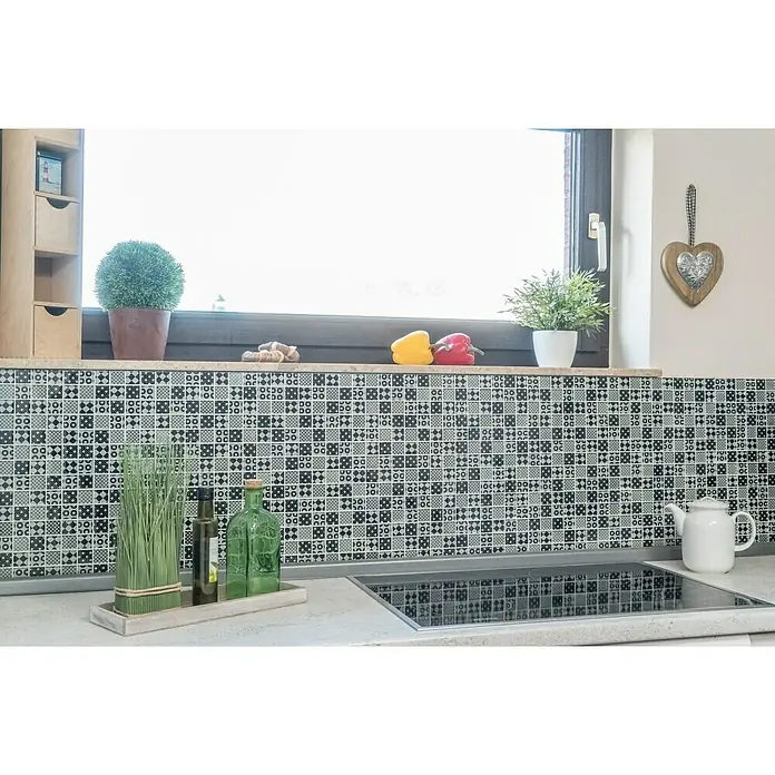 Mosaikfliese Quadrat Crystal Mix XCM 8OP5 - 31,8 x 31,8 cm, Schwarz/Weiß, Glänzend - Stimmungsaufnahme