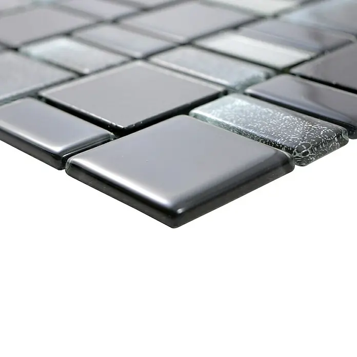 Mosaikfliese DAZZLE 05B - 30 x 30 cm, Schwarz, Glänzend - Detailaufnahme