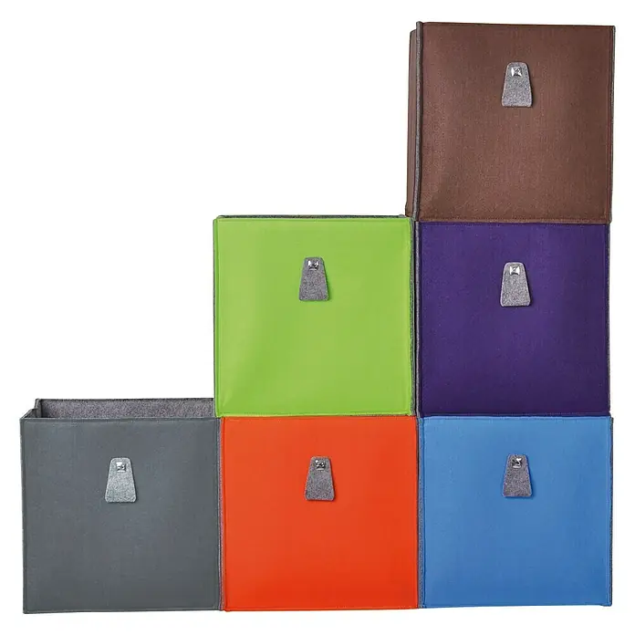 Phönix Atlanta Aufbewahrungsbox - L x B x H: 34 x 34 x 34 cm, Filz, Mocca/Grau