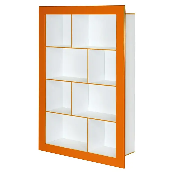 Phönix Regal Frame - L x B x H: 31,5 x 108,8 x 158,8 cm, Weiß/Orange, Traglast: 5 kg/Boden - Rechte Seitenansicht