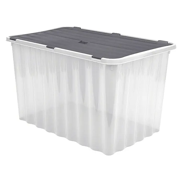 Caja de almacenaje - L x An x Al: 36 x 60 x 36 cm, Plástico, Transparente - Vista de perfil derecho