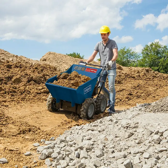 Scheppach Raddumper DP3000 - Tragkraft: 300 kg, Hubraum: 196 cm³, Blau - Vorderansicht